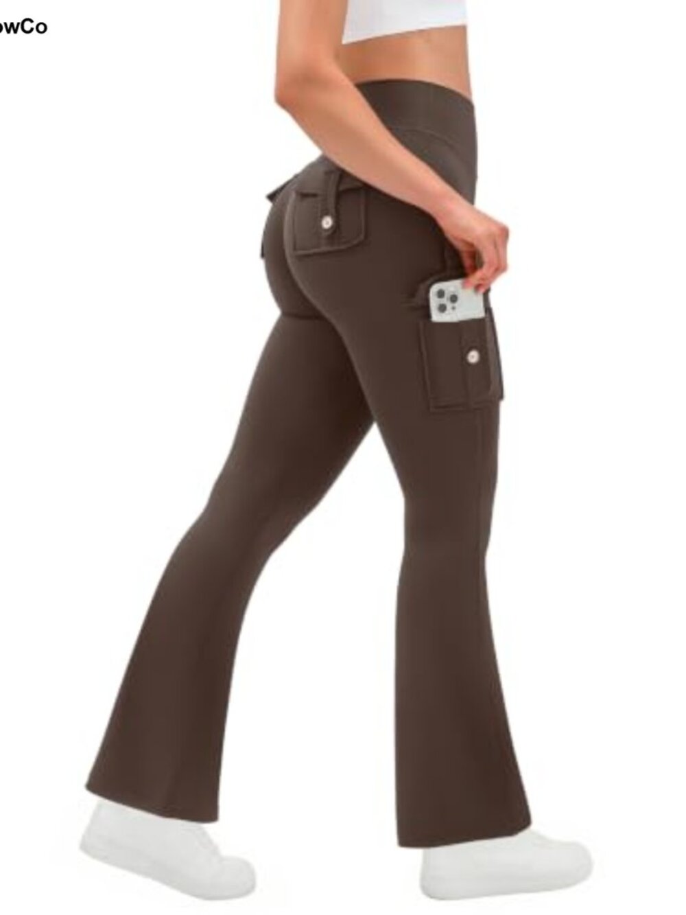 Flare Yoga Pants Cargo Pockets No Front Seam Butt Lifting High Rise